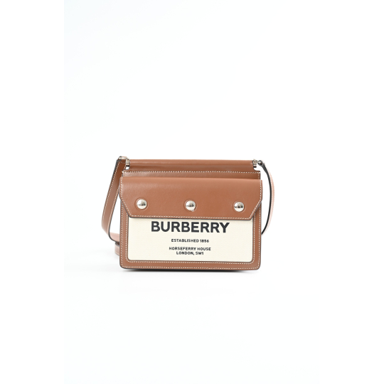 Túi Burberry Title Mini Horseferry Canvas Be Nâu SHW