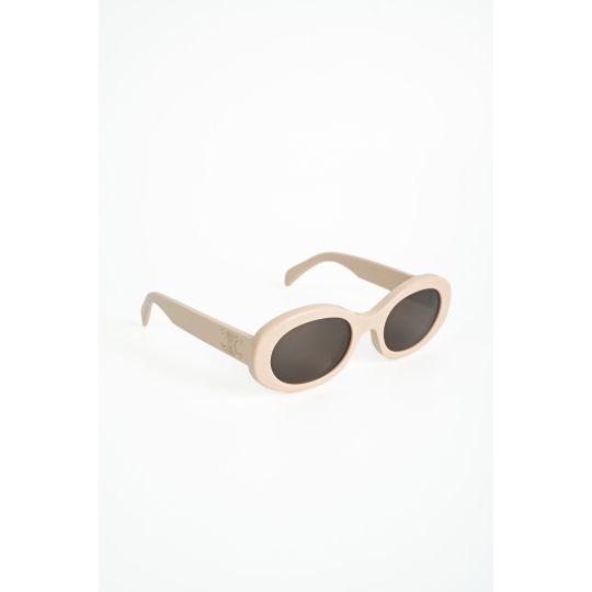 Oval Acetate Sunglasses Beige