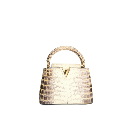 Túi Louis Vuitton Capucines Mini Crocodile Nâu Be GHW