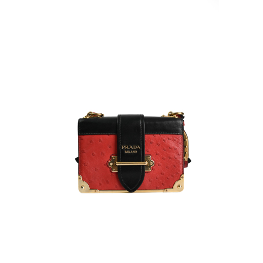 Túi Prada Cahier Đỏ Đen GHW
