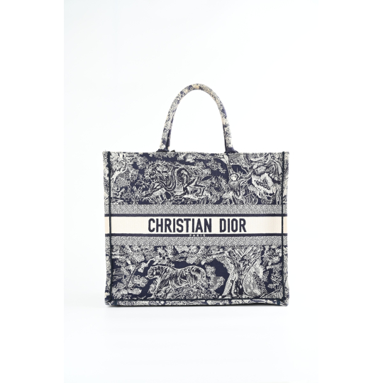 Túi Dior Book Tote Large Embroidered Canvas Xanh Dương