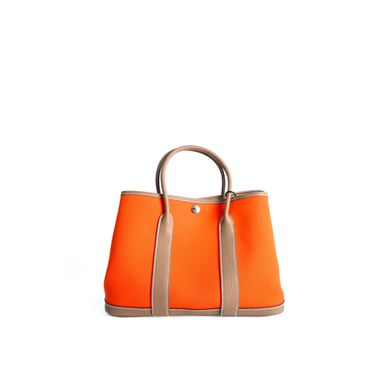 Hermes Garden Party 30 Orange Toile and Leather