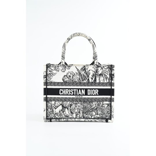 Túi Dior Book Tote Small Embroidered Canvas Be Đen