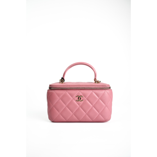 Túi Chanel Vanity Lambskin Hồng Chip KKG