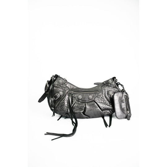 Túi Balenciaga Le Cagole Dập vân cá sấu Xám