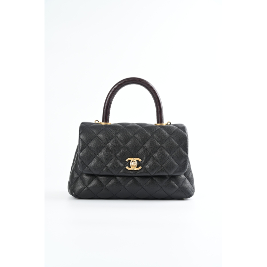 Túi Chanel Coco Handle Mini Đen GHW Quai Lizard code29