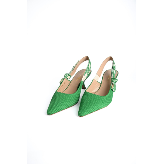 Dior JAdior Slingback Pump Green Cotton Embroidery