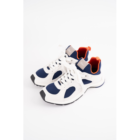 Dior Runner Sneaker White Navy Orange Technical Mesh