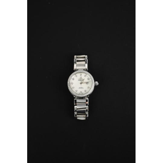 Đồng Hồ Omega De Ville Mặt Xà Cừ Trắng Đính Kim Cương