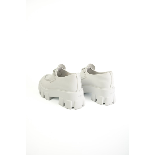Giày Loafer Prada Monolith Da Trắng