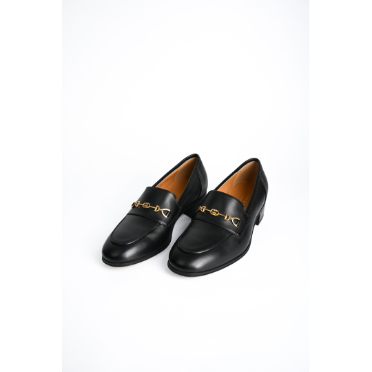 Gucci Horsebit Loafer Low Heel Black Leather