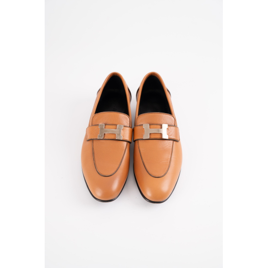 Hermès Paris Loafer Tan Calfskin Palladium H Buckle