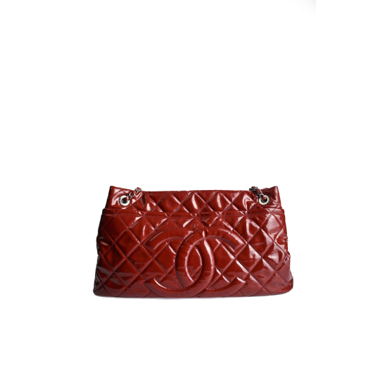 Chanel Hobo Da Bóng Đỏ Burgundy