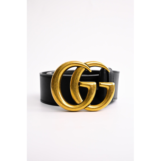Gucci GG Marmont Thắt Lưng Đen Khoá Lớn