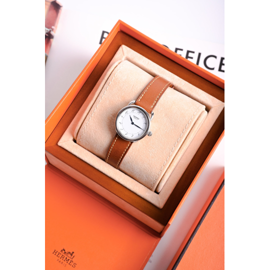 Hermès Đồng Hồ Dây Da Nâu