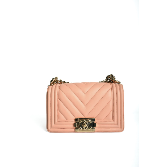 Chanel Boy Old Medium Chevron Hồng