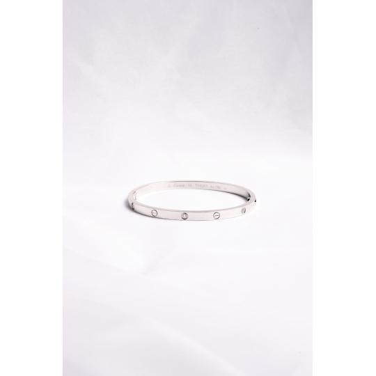 Cartier Love Lắc Tay Vàng Trắng Trơn Size 15