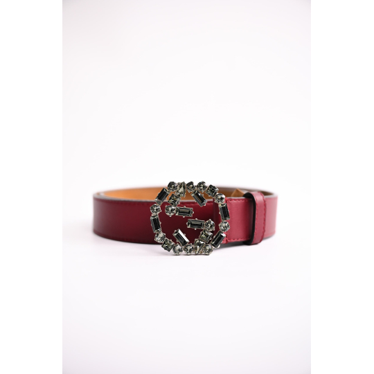 Gucci Interlocking G Thắt Lưng Đỏ Mận