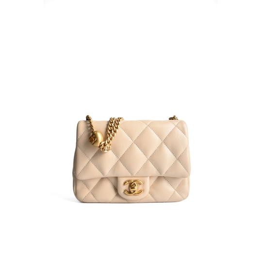 Chanel Mini Flap Beige Da Cừu