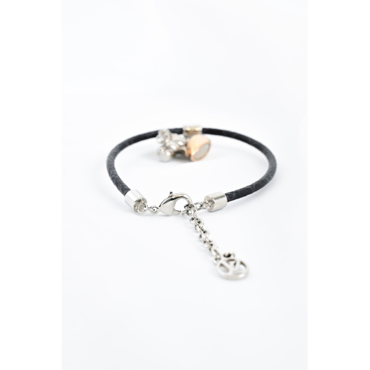 Louis Vuitton Lắc Tay Da Đen Charm