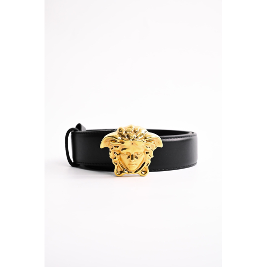 Versace Medusa Thắt Lưng Đen Khoá Vàng