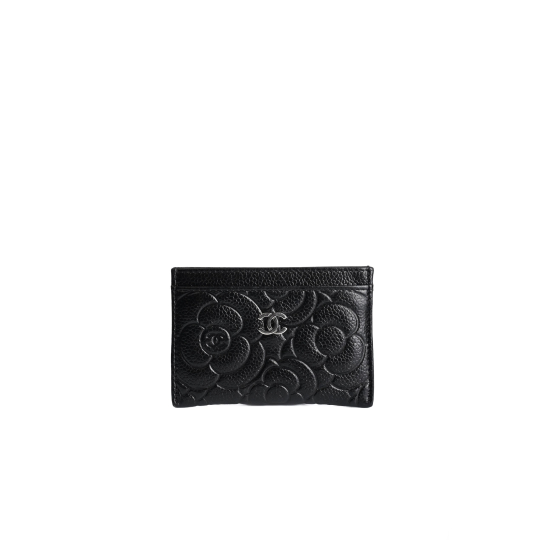 Chanel Card Holder Camellia Đen Da Cừu