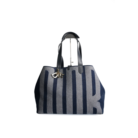 Christian Dior Tote Canvas Sọc Xanh Denim