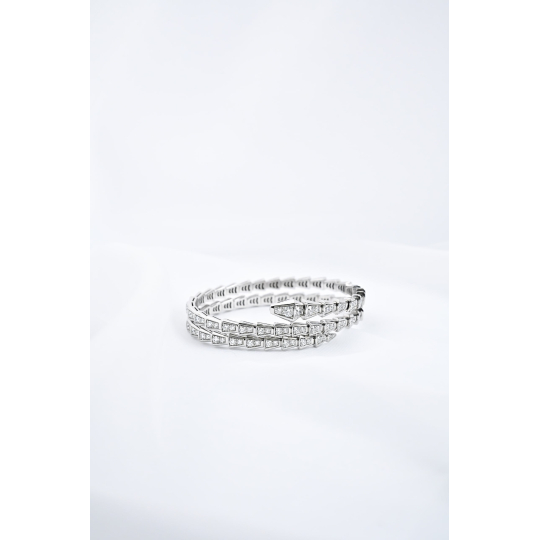 Bvlgari Serpenti Viper Lắc Tay Vàng Trắng Kim Cương Size 17