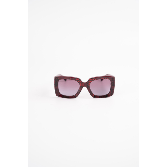 Kính Mát Chanel 5435-A Vuông Đỏ Burgundy Họa Tiết Tweed
