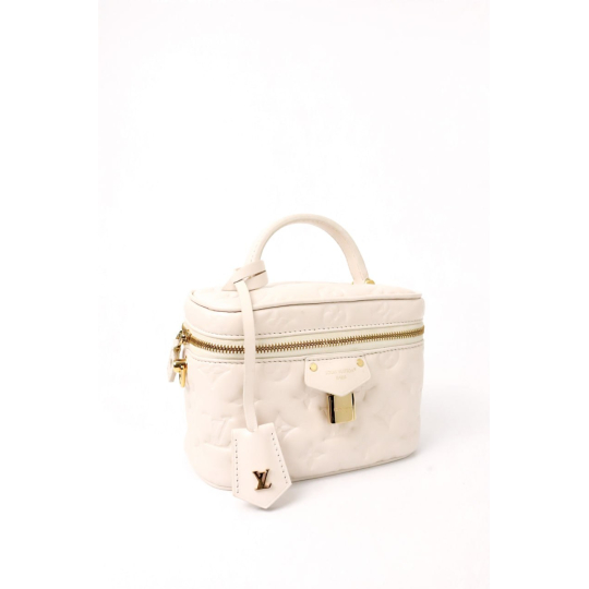 Louis Vuitton Vanity PM Cream Monogram Embossed Lambskin