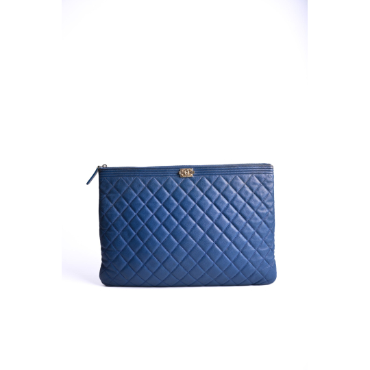 Ví Cầm Tay Chanel Boy Xanh 