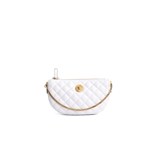 Versace La Medusa Half Moon Quilted Nappa Leather Crossbody Bag