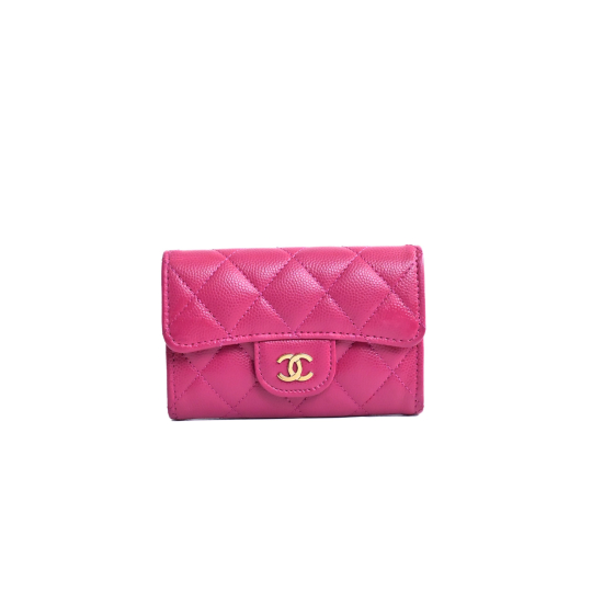 Ví Chanel Pink Quilted Caviar Leather Classic Flap Card Holde