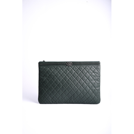 Ví Cầm Tay Chanel Boy Xanh Đậm