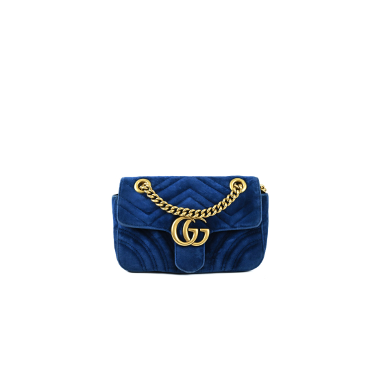 Gucci GG Marmont Mini Matelassé Velvet Shoulder Bag