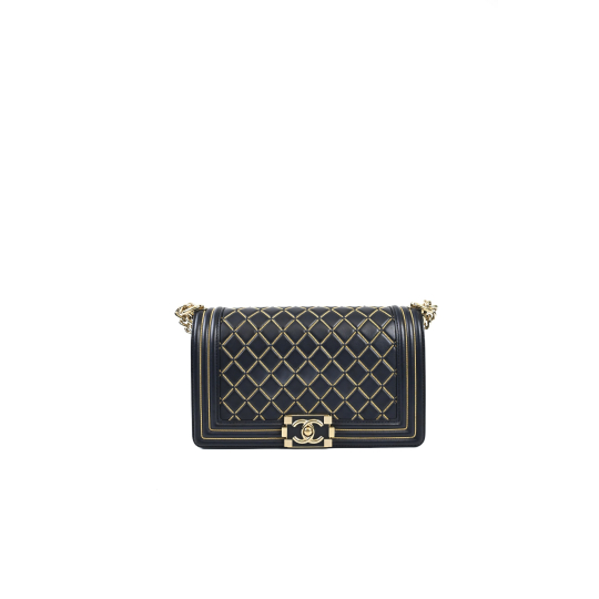 Chanel Boy Quilted Chain Detail Flap Bag