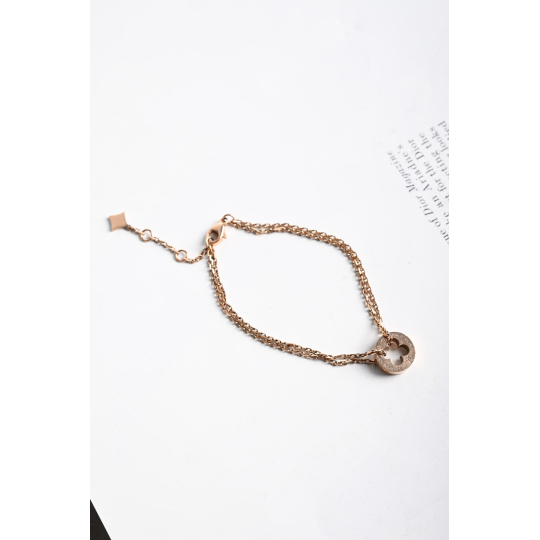 Bvlgari Vòng Tay Mặt Tròn Vàng Hồng