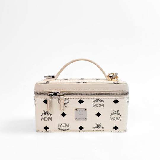 MCM Rockstar Vanity Case White Visetos Coated Canvas