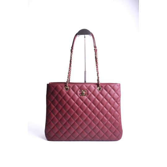Túi Tote Chanel Burgundy Quilted Caviar Classic