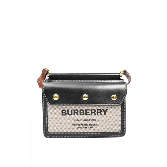 Burberry Mini Note Bag Canvas Black Leather