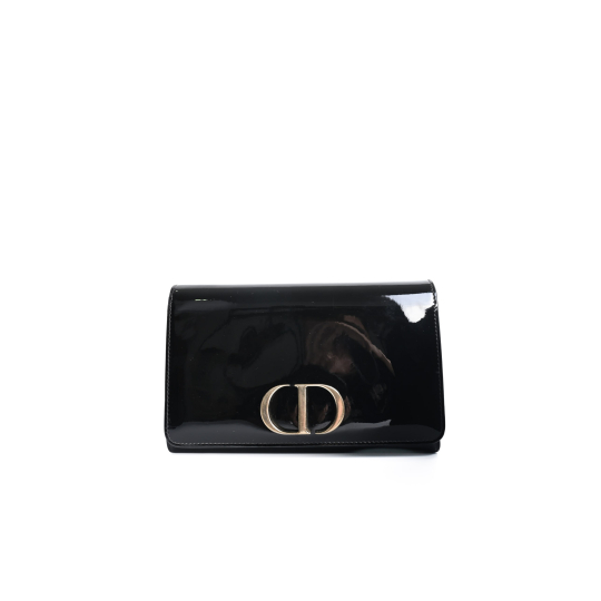 Dior 30 Montaigne Pouch Black Patent