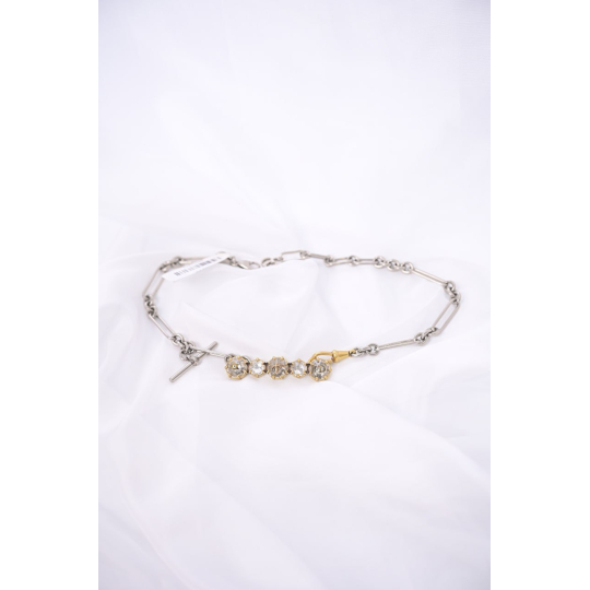 Dior Lắc Tay Chuỗi Bạc Đính Đá Charm CD