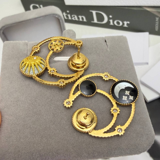 Dior Bông Tai Rose Des Vents Vàng Onyx Xà Cừ