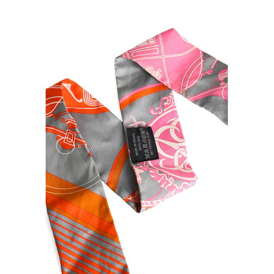 Hermes Twilly Silk Pink Grey Orange