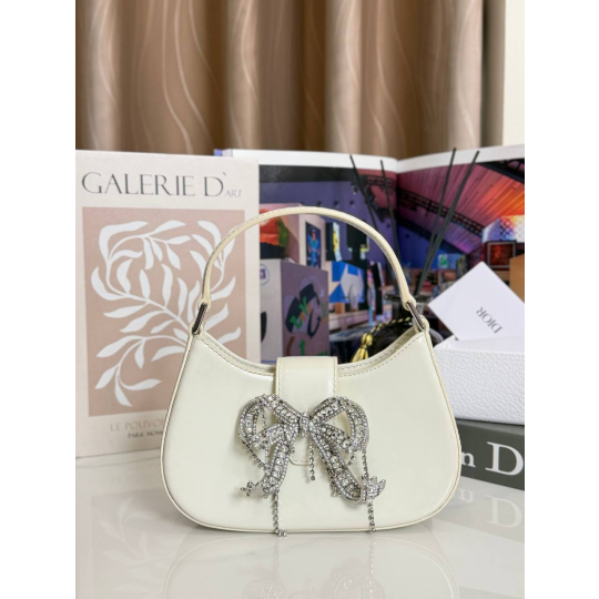 Self-Portrait Bow Shoulder Bag White Leather