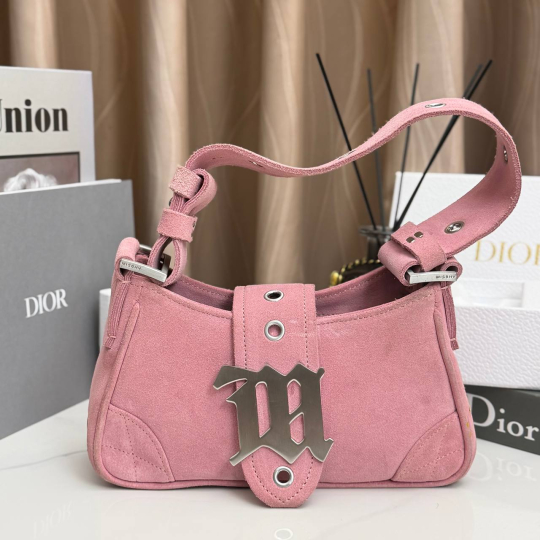 MISBHV Monogram Shoulder Bag Pink Suede