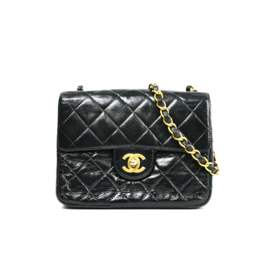 Chanel Vintage Mini Square Flap Black Lambskin