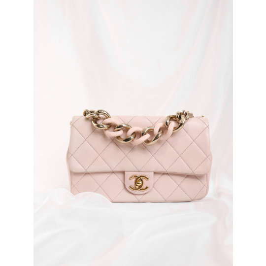 Chanel Flap Bag Chunky Chain Pink Lambskin