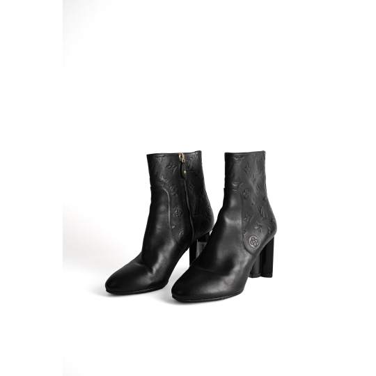 Louis Vuitton Silhouette Ankle Boot Black Monogram-Embossed Leather