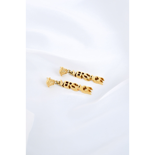 Versace Bông Tai Chữ VERSACE Vàng Medusa